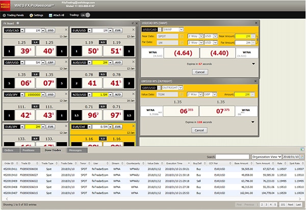 screen shot of WATS® FX Professional: FX Board
