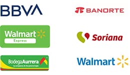 Bancomer, Banorte, Grupo Famsa, Soriana, Bodega Aurrera, Walmart, Comercial Mexicana