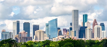a picture of buildings in downtown Houston