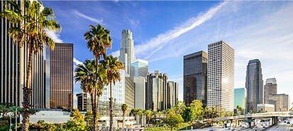 a picture of buildings in downtown Los Angeles