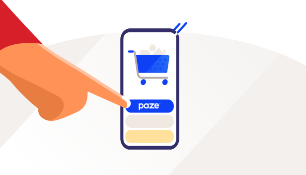 Paze℠ button in online shopping site with cart and digital wallet buttons