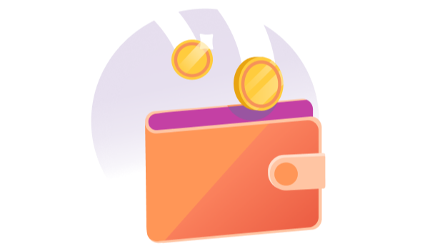 Image of a wallet filled with coins, representing a savings account.