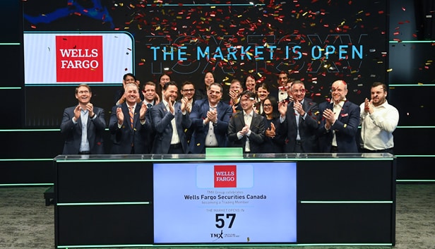 Wells Fargo the market is open. TMX Group celebrates Wells Fargo Securities Canada becoming a Trading Member. The market opens in 57 seconds.