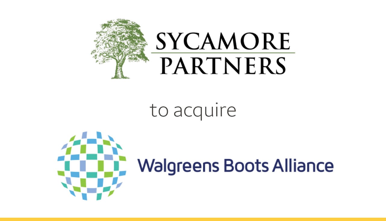 Sycamore Partners acquisition of Walgreens Boots Alliance with company logos