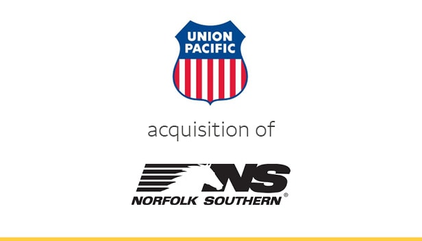 Union Pacific acquisition of Norfolk Southern with company logos