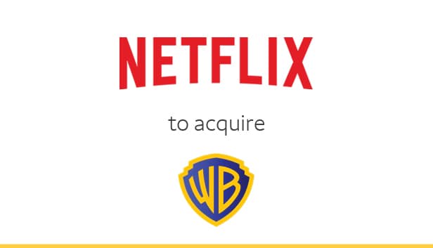 Netflix acquisition of Warner Bros. Discovery with company logos